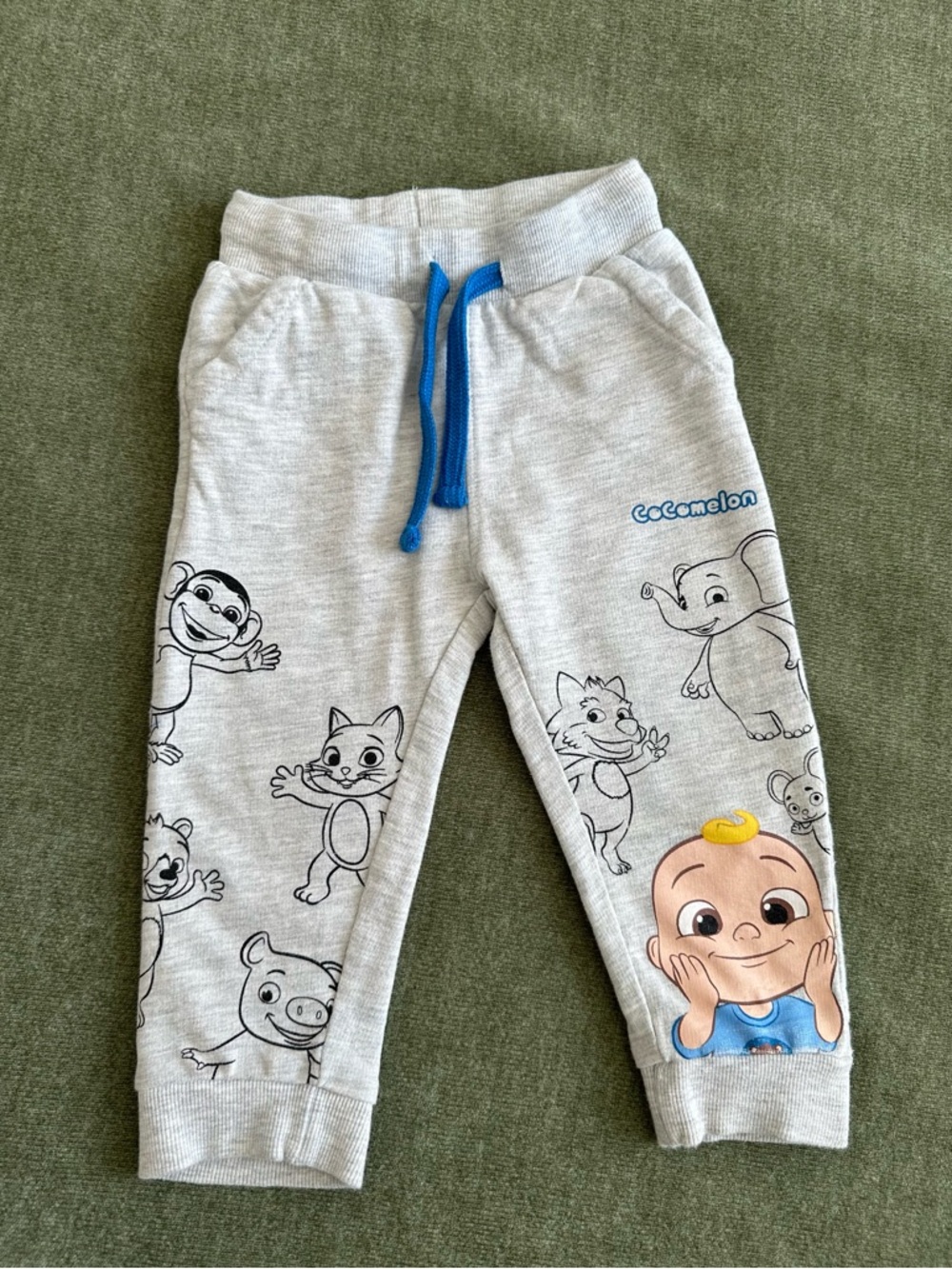 CoComelon FRENDZ Sweatpants JJ Cartoon Gray Blue Elastic Waist 12-18 Months